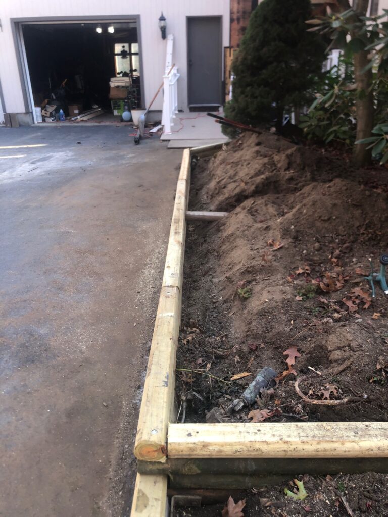 Garden Design and Retaining Wall Installation in Tyngsboro, MA.