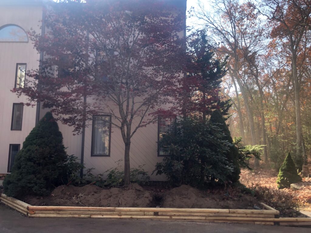 Garden Design and Retaining Wall Installation in Tyngsboro, MA.