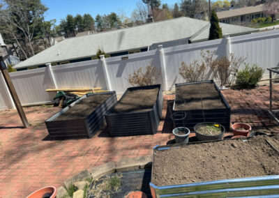 For this job in Nashua, NH, Greenleaf’s Garden Design used the Dingo to fill and prepare these raised beds.