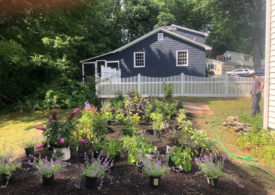 For this project, Greenleaf’s Garden Design transformed this cooked Nashua, NH lawn into a lovely garden. The project took 6 hours. We used 116 Perennials, 6 shrubs,16 yards of Garden Mix, and 6 yards of black mulch. Greenleaf’s Garden Design specializes in Garden Design, Maintenance, and Installation within 25 miles of Tyngsboro MA.