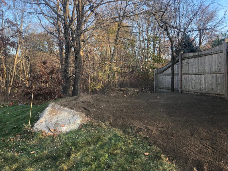 Mulch and Loam installation in Chelmsford, MA.