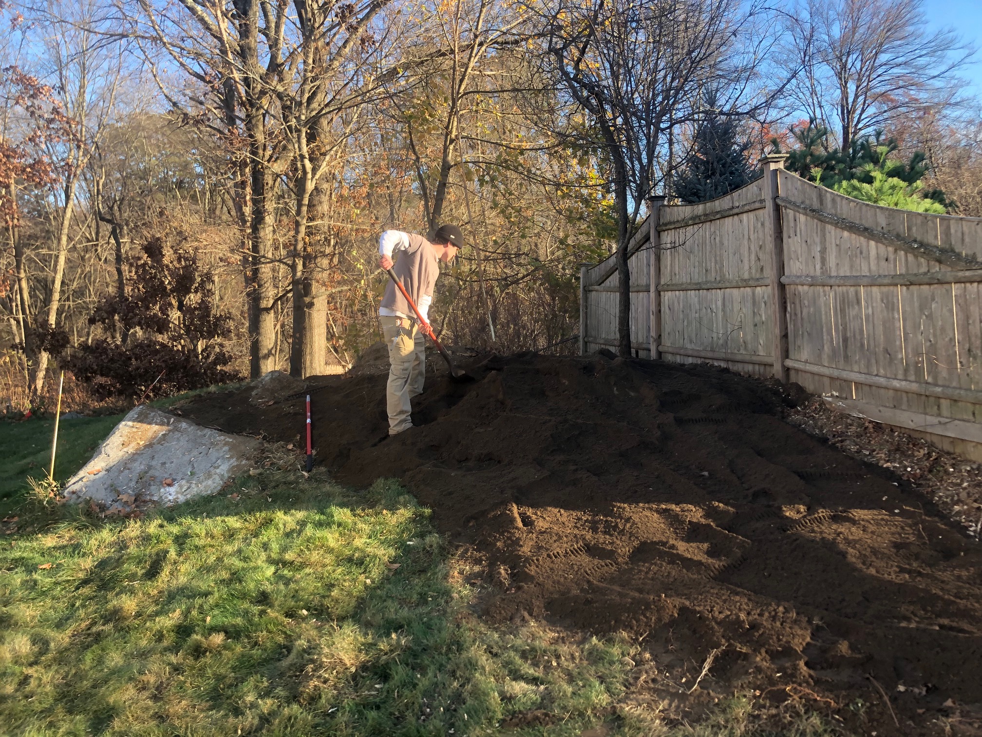 Mulch and Loam installation in Chelmsford, MA.