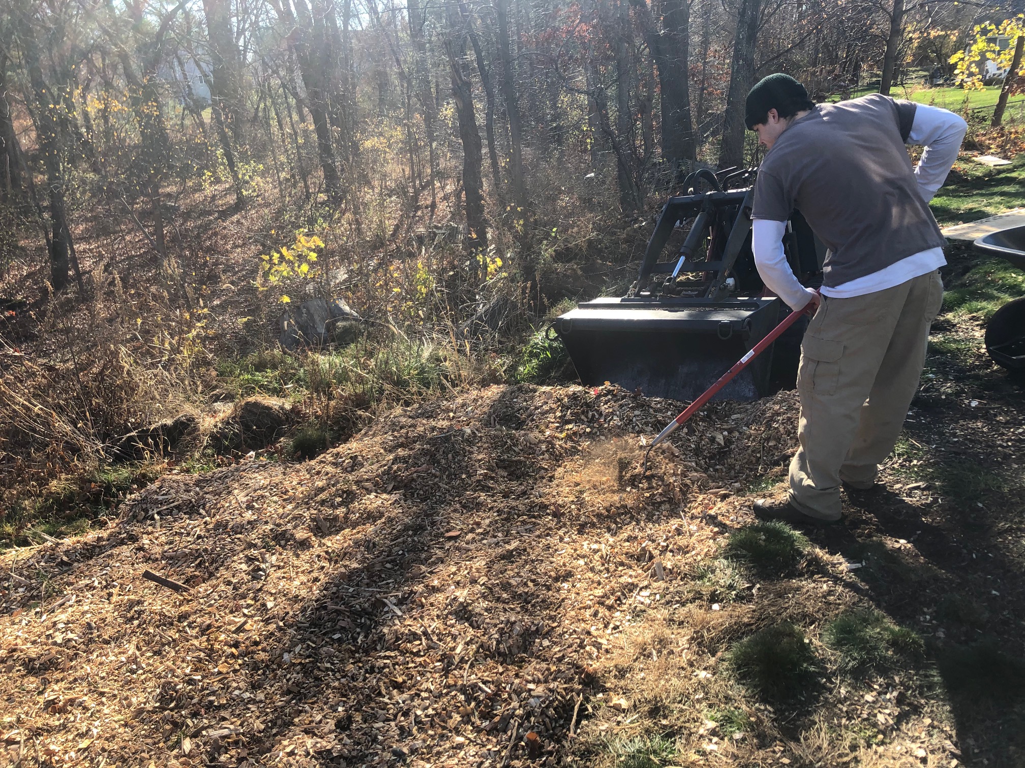 Mulch and Loam installation in Chelmsford, MA.