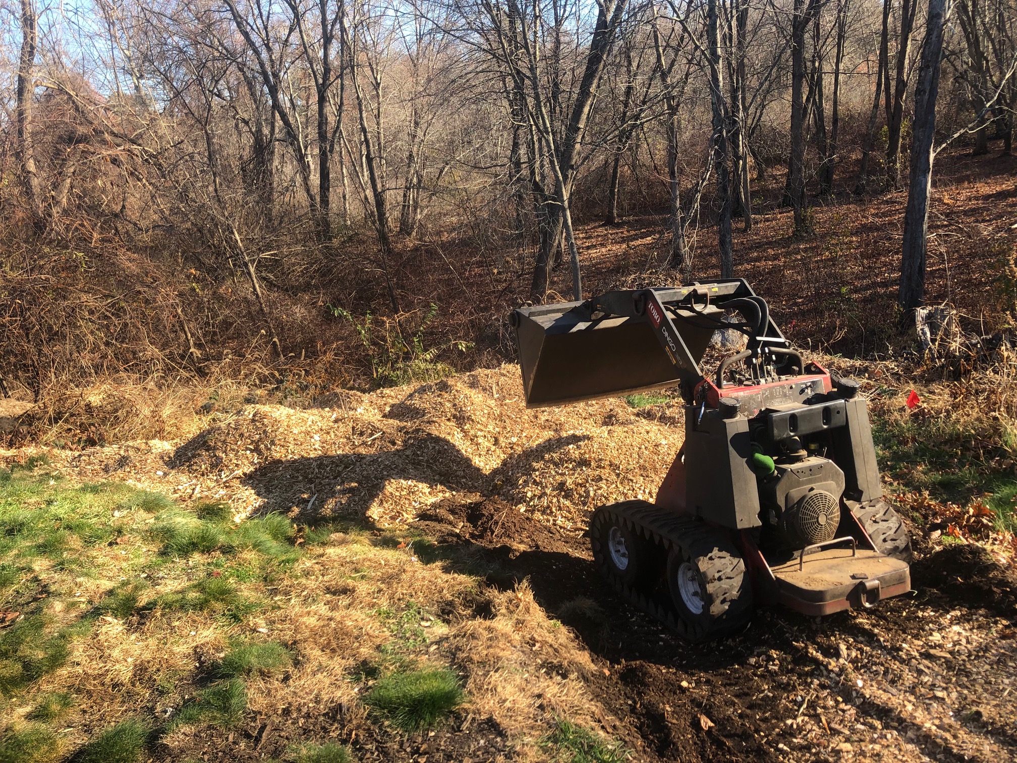 Mulch and Loam installation in Chelmsford, MA.