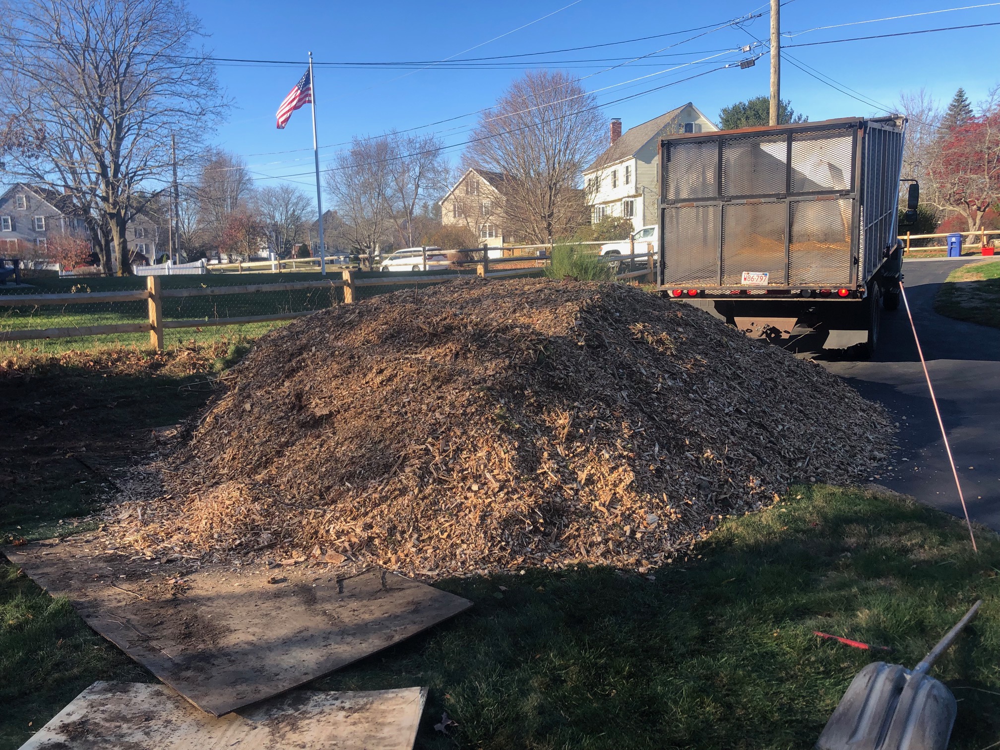 Mulch and Loam installation in Chelmsford, MA.